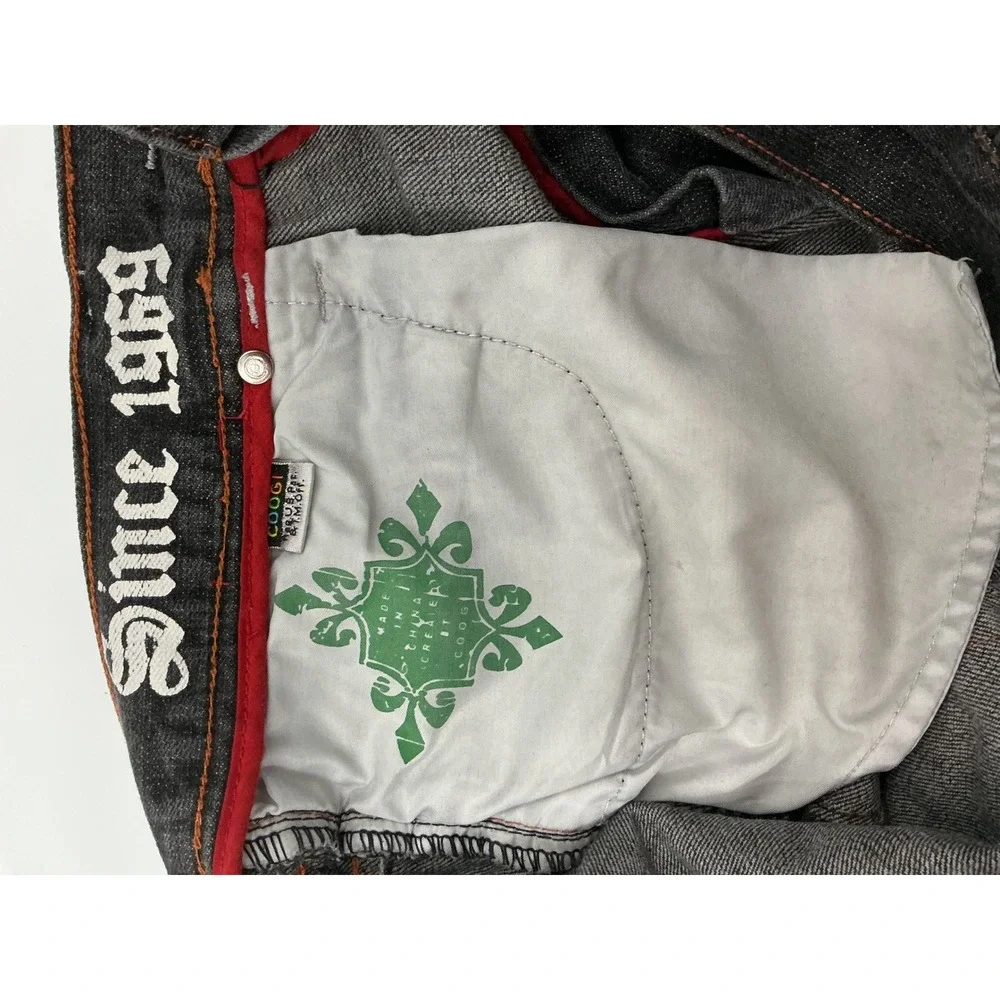 Coogi‎ Jeans Men's 36x34 Black Embroidered Y2K Baggy Streetwear Vintage Hip Hop
